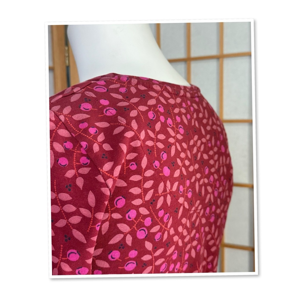 Gudrun Sjoden Burgundy Leaf and Berry Print Long Sleeve Dress - Picture 6 of 14